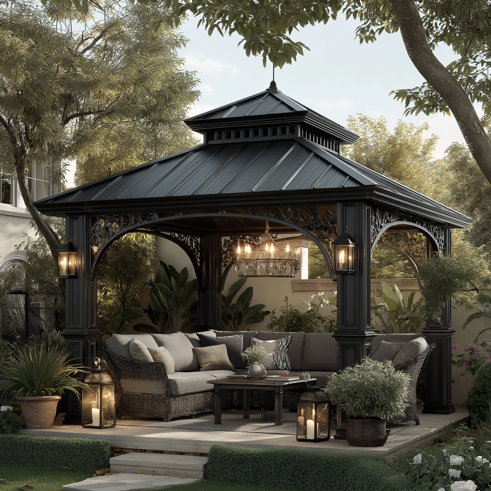 Hardtop Steel Roof Backyard Gazebo