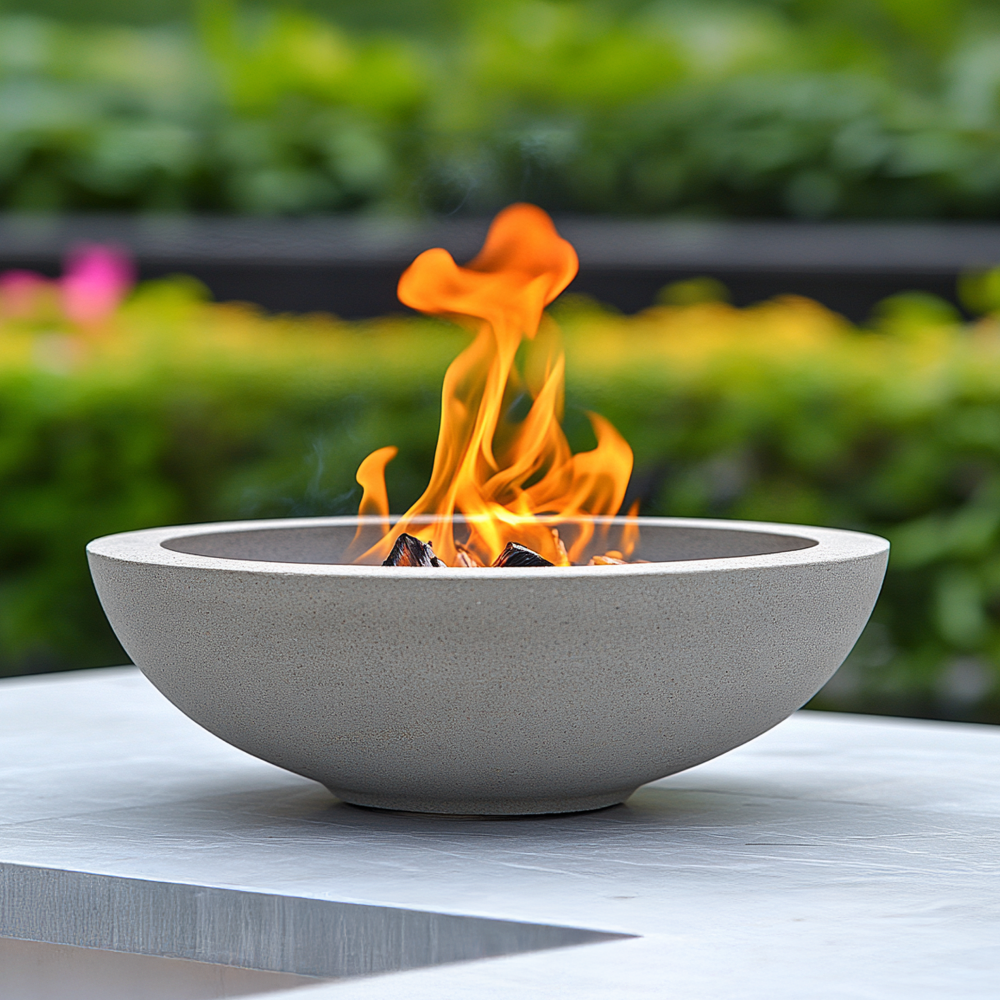 Stone Veneer Outdoor Fireplace